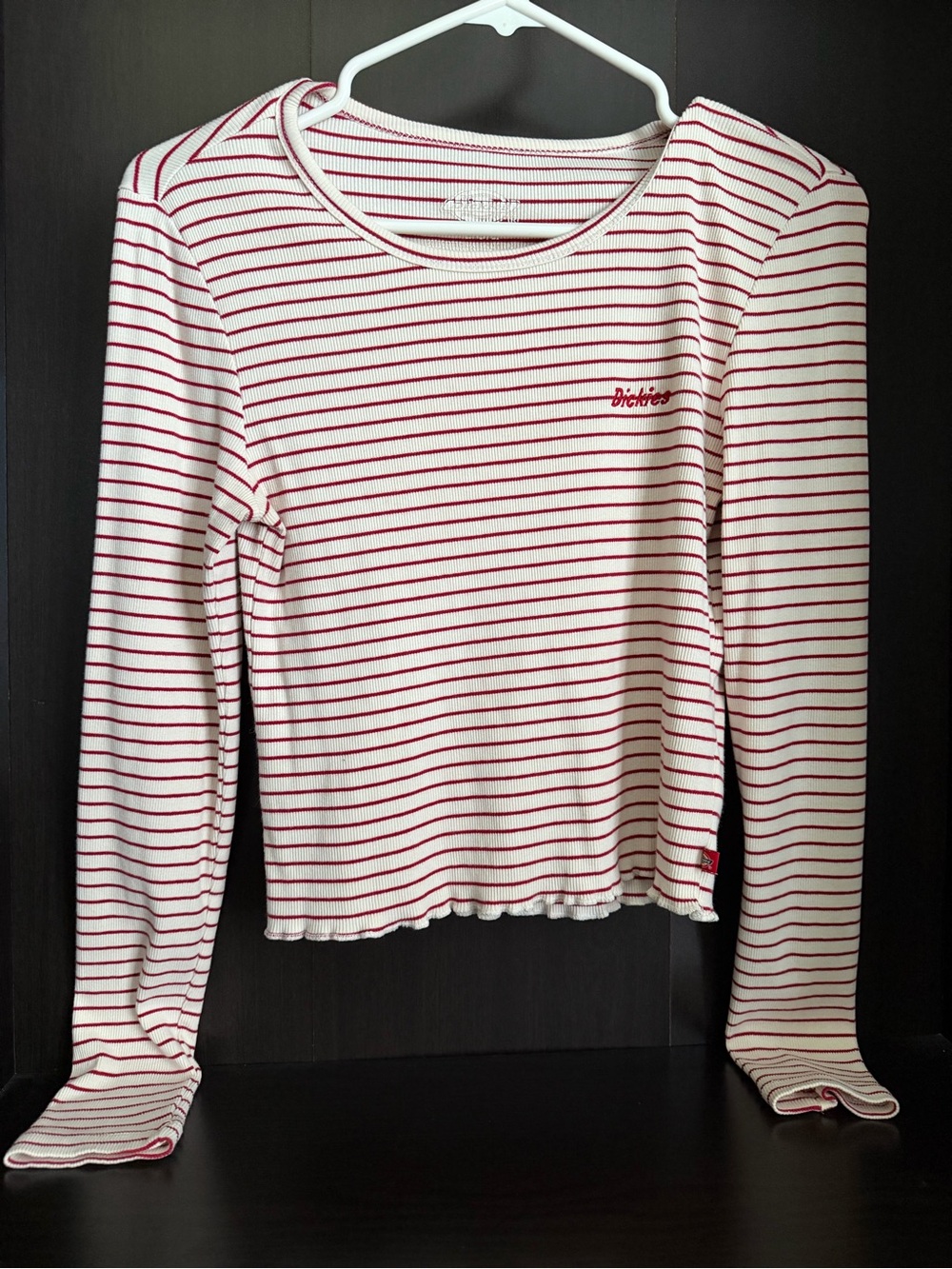 Dickies White and Red Striped Long Sleeve Tee